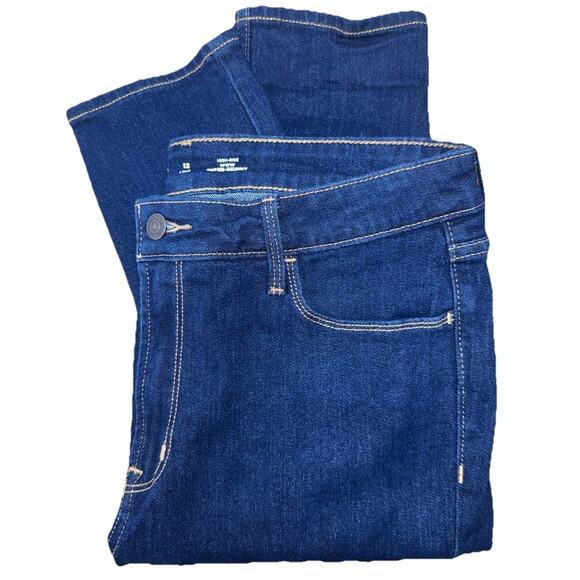 Old Navy Womens Jeans Sz 12 High Rise Wow Super Skinny Dark Wash Tall Long - Picture 1 of 8